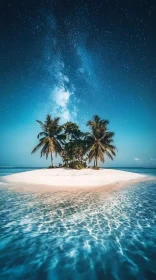 Idyllic Island with Milky Way at Night