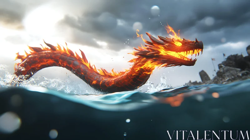 AI ART Sea Dragon Ablaze