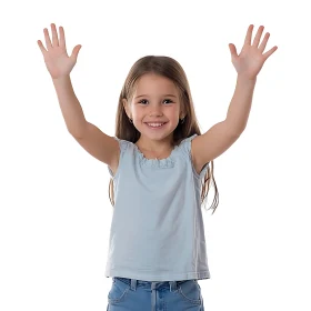 Happy Young Girl Waving