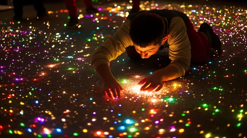 Boy with Glowing Lights