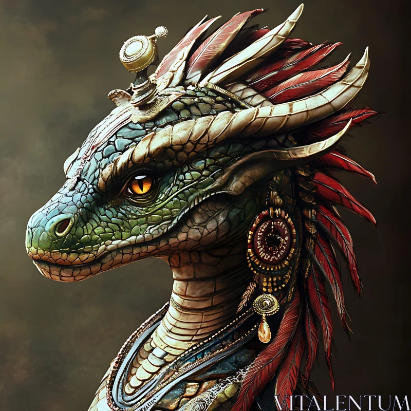 AI ART Jeweled Dragon Steampunk Fantasy Art