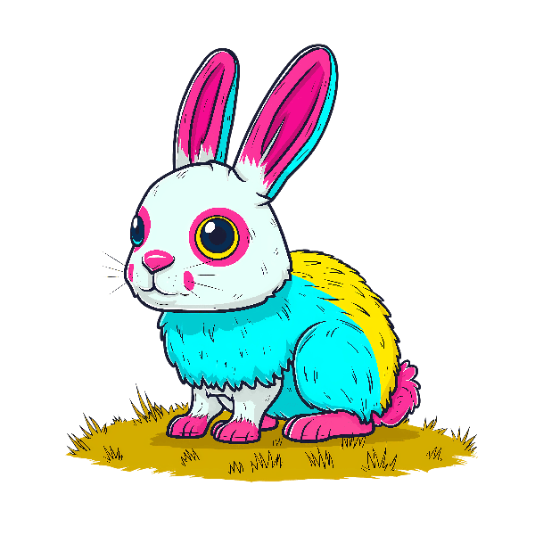 Vibrant Rabbit Graphic for Apparel POD Design