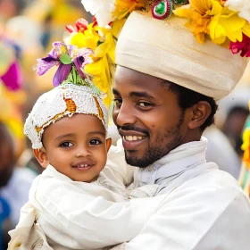 Man and Child in Traditional Dress