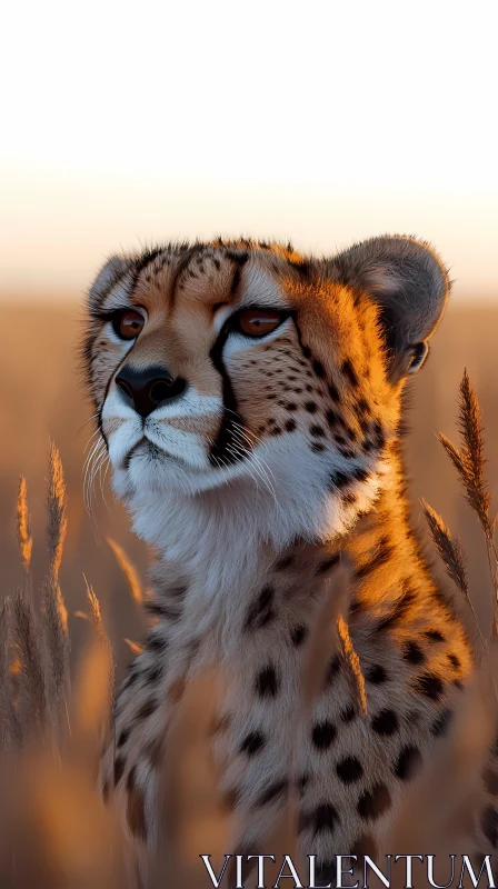 AI ART Cheetah Portrait in Sunset