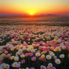 Floral Field at Sunset