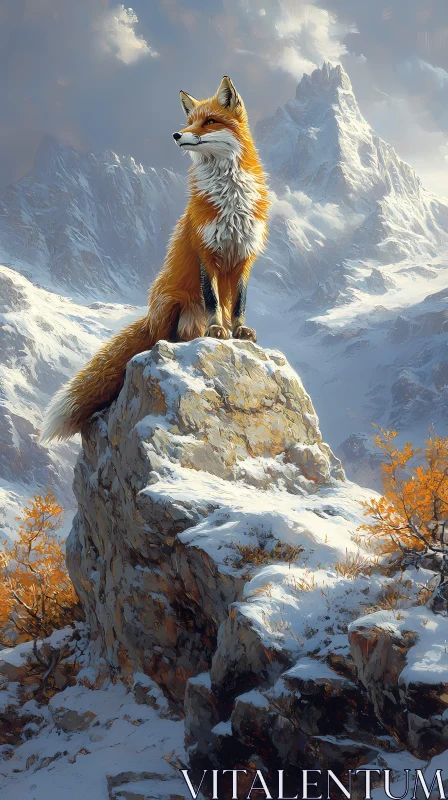 Majestic Fox in Snow AI Image