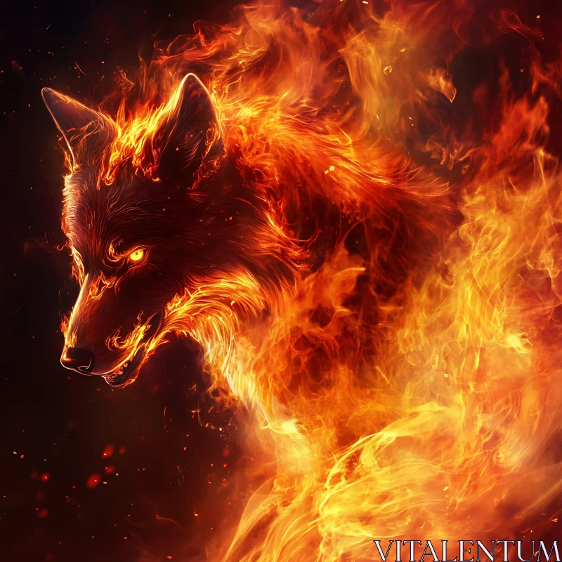 Inferno Wolf Art AI Image