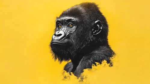 Gorilla Art on Vibrant Yellow