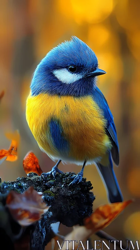 Bright Blue and Yellow Bird AI Image