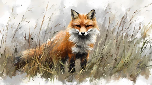 Wild Fox Amongst Grass