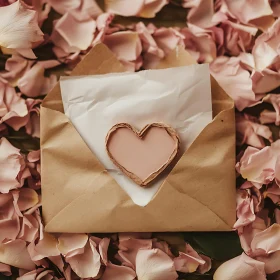 Envelope with Heart and Rose Petals