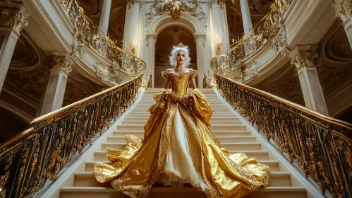 Opulent Ballgown and Grand Staircase Imagery