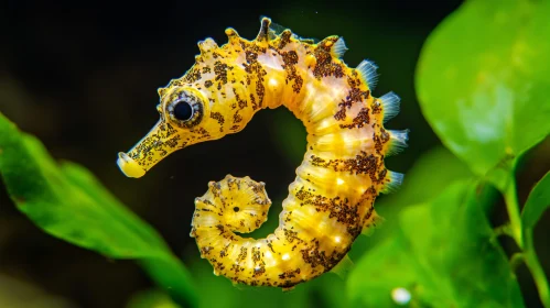 Graceful Yellow Seahorse in Underwater Habitat