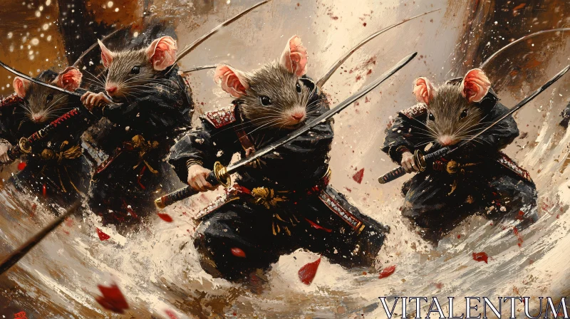 AI ART Samurai Mice Charge into Battle