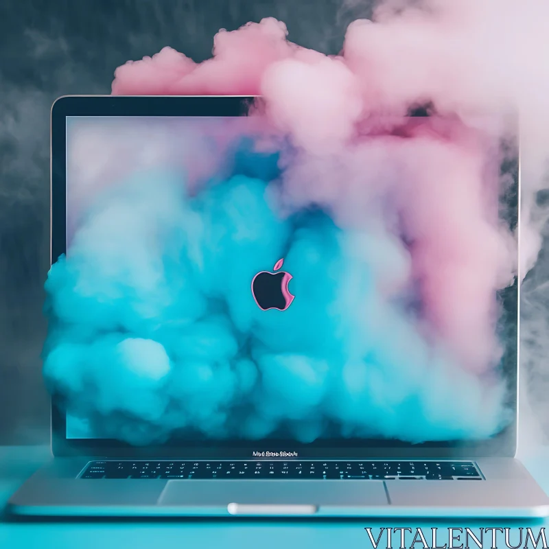 Ethereal Laptop Display with Smoke AI Image