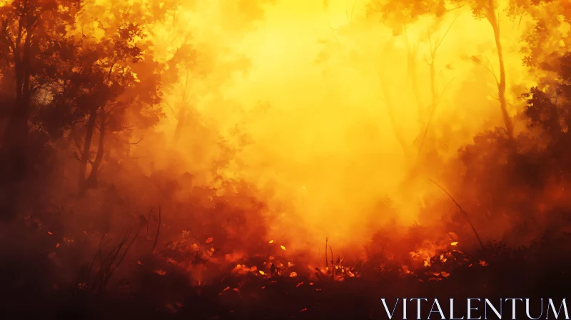 AI ART Ethereal Sunlit Forest with Smoky Atmosphere