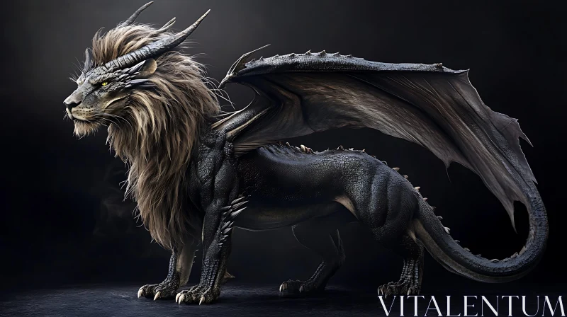 Hybrid Dragon with Lion's Mane AI Image