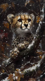Cheetah Among Autumn Leaves
