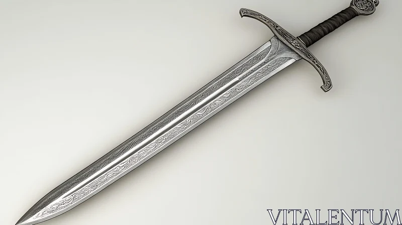 AI ART Decorated Silver Sword