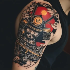 Shoulder Tattoo of Samurai Warrior