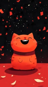 Cheerful Cat in Confetti Shower