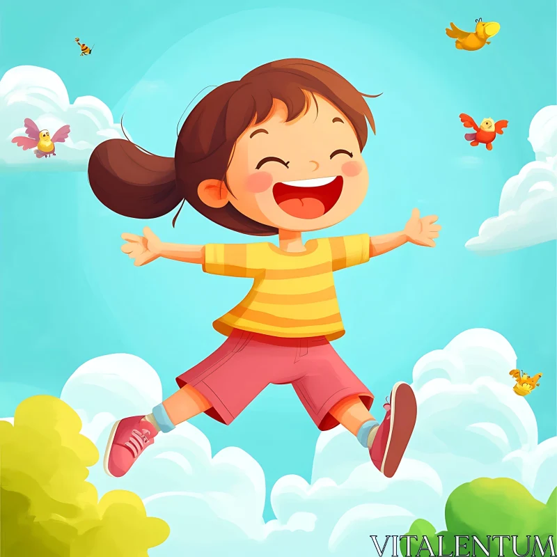 AI ART Happy Girl Cartoon Art