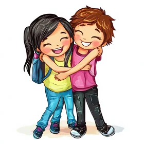 Friends Forever: A Cartoon Embrace
