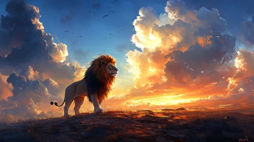 Lion in Sunset Glory