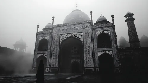 Monochromatic Majesty: Taj Mahal in Mist