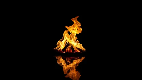 Campfire Reflection at Night