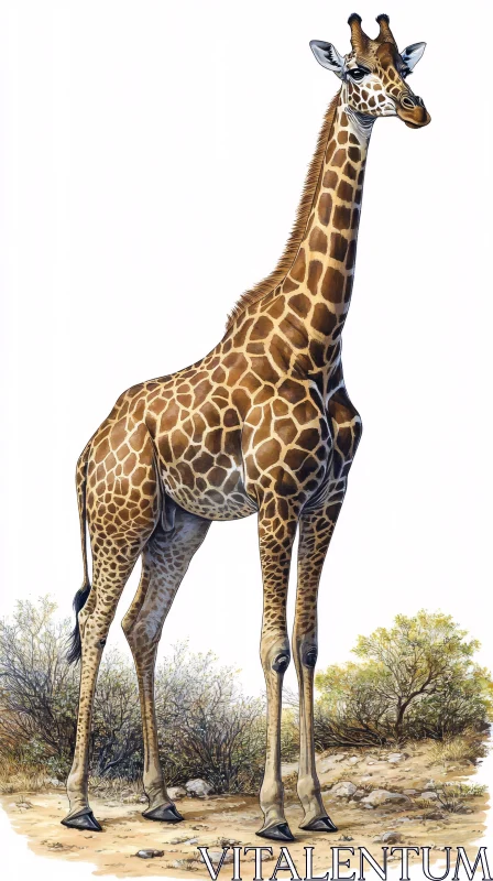 AI ART Elegant Giraffe in Natural Habitat