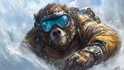 Bear Winter Sports Illustration