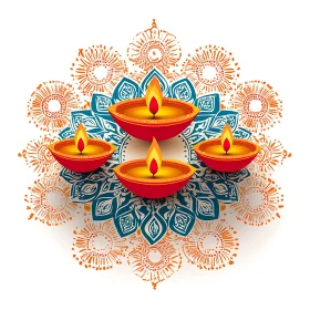 Festive Diwali Lamps Art