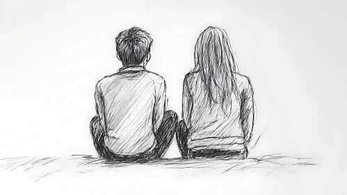 Sketch of a Couple Sitting Together