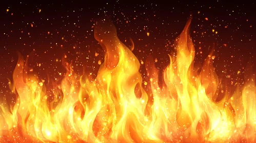 Intense Fire with Sparks and Embers