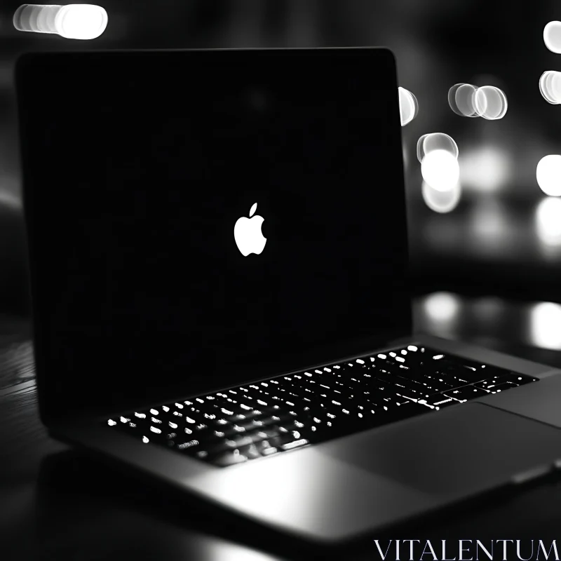 Modern Apple Laptop in Monochrome Setting AI Image