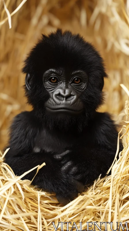 Gentle Baby Gorilla AI Image