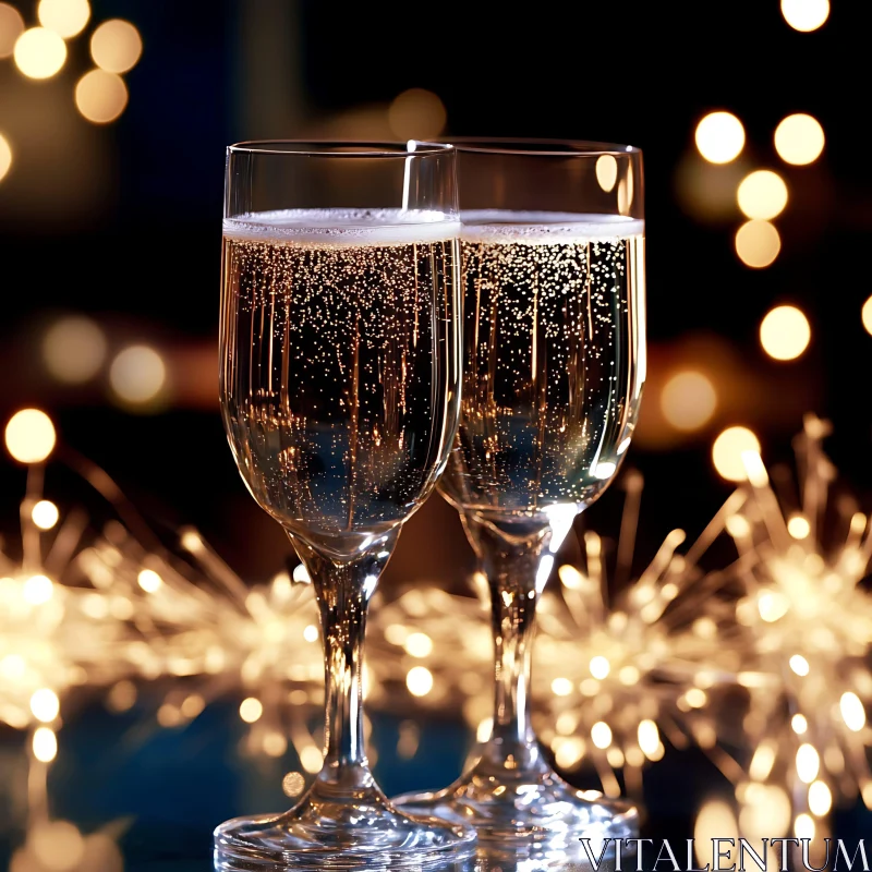 AI ART Sparkling Champagne Flutes Festive Cheer