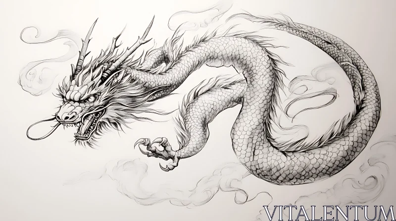 AI ART Monochrome Dragon Art