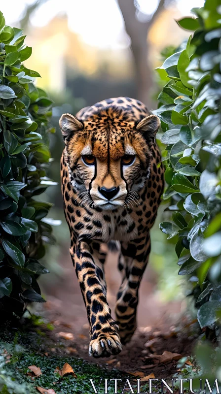 Elegant Cheetah Walk AI Image