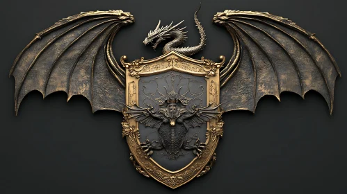 Gothic Dragon Shield Emblem Art