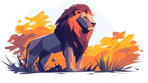 Geometric Lion Illustration