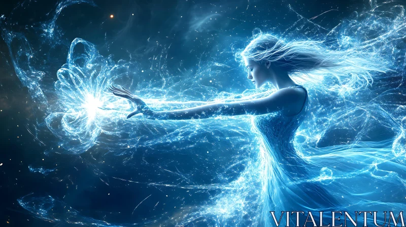 Mystical Woman with Energy Sphere AI Image