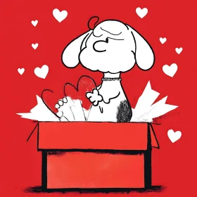 Cartoon Dog with Hearts