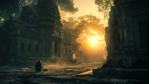 Sunrise Over Ancient Ruins Calmness