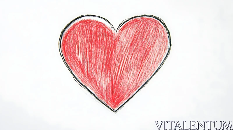 AI ART Simple Red Heart on White Background