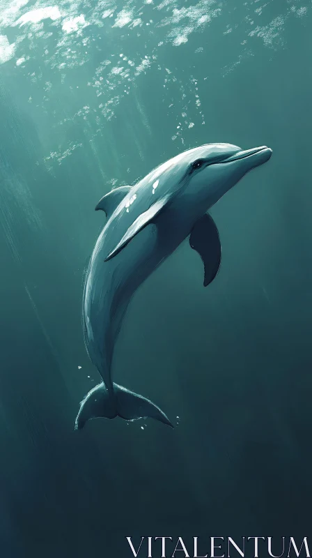 Underwater Dolphin Scene AI Image