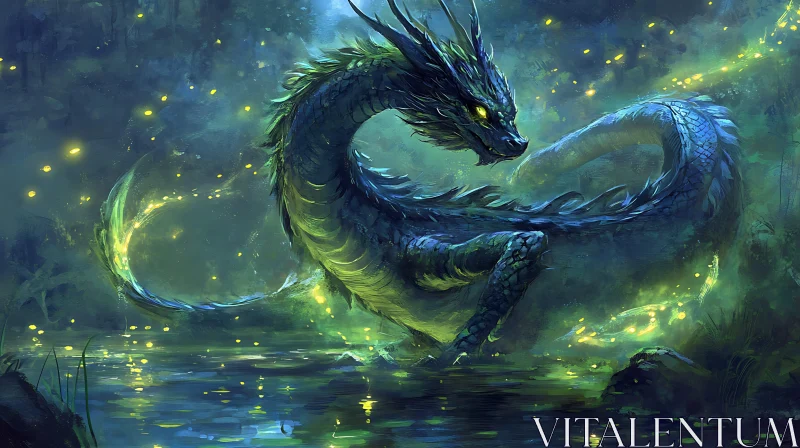 AI ART Dragon in the Mystical Waters