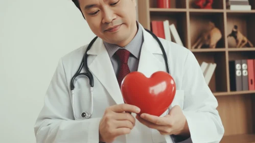 Captivating Image of a Medical Doctor Holding a Red Heart