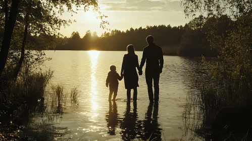 Silhouette Family at Sunset